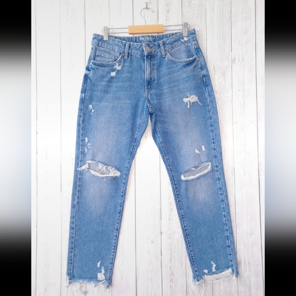 Marks & Spencer Denim - M & S Straight Leg Ripped Jeans Size 10